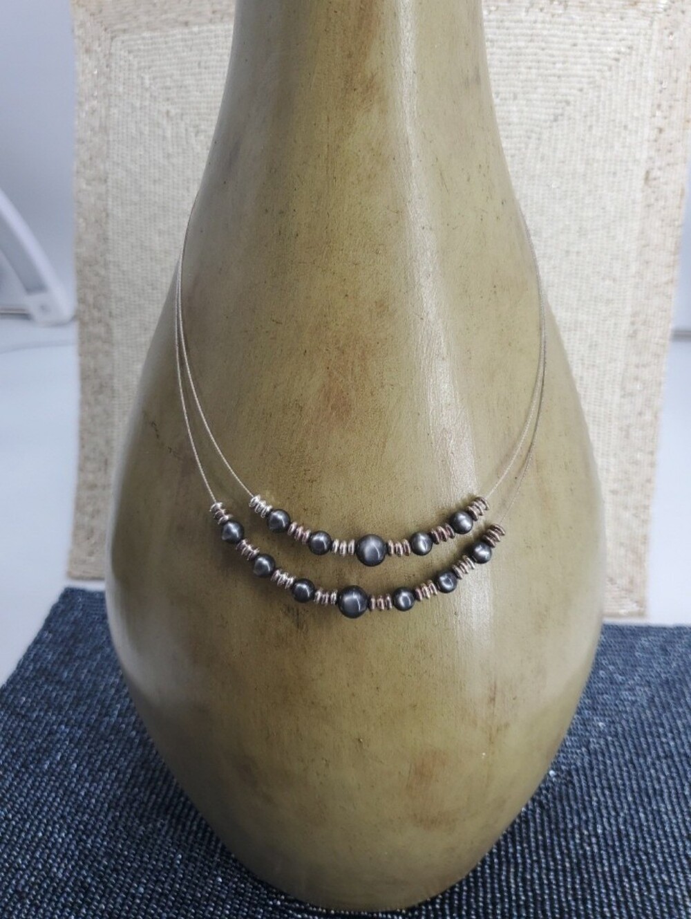 Vintage MONET double-strand floating bead illusion necklace (J1)